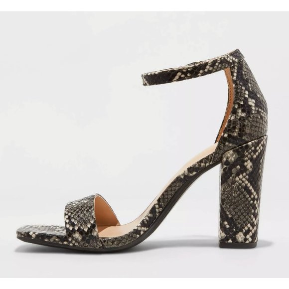 A New Day Women's Ema Snake Print High Block Heel Square Toe Pumps - Picture 3 of 3